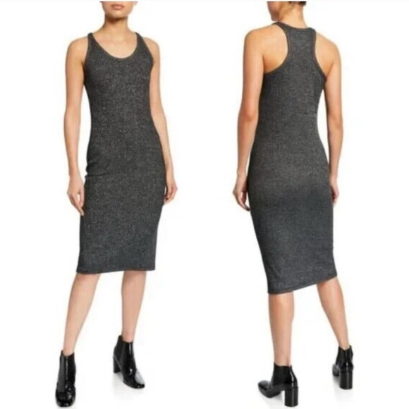 Rag & Bone Tank Dress Clara Torqued Midi Black Heather Women’s small - Picture 1 of 9